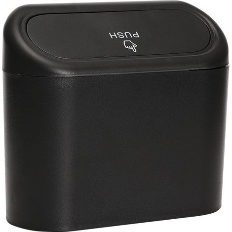 Poubelle de voiture noire avec couvercle, compacte et à porte clipsable (1/5)