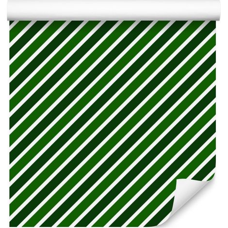 Papier peint à rayures vertes de Noël, fond vert 50 x 1000 cm (1/5)