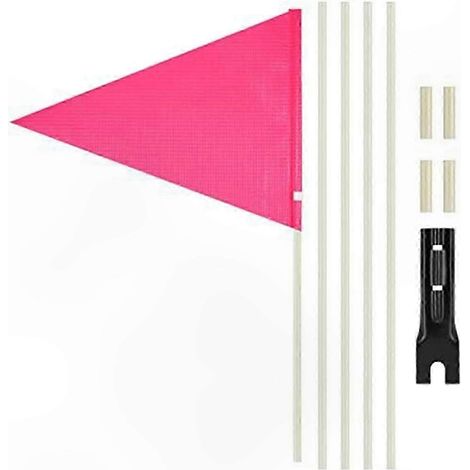 Fanion réfléchissant pour vélo avec support de fixation et mât, adapté aux remorques cyclistes (1/5)