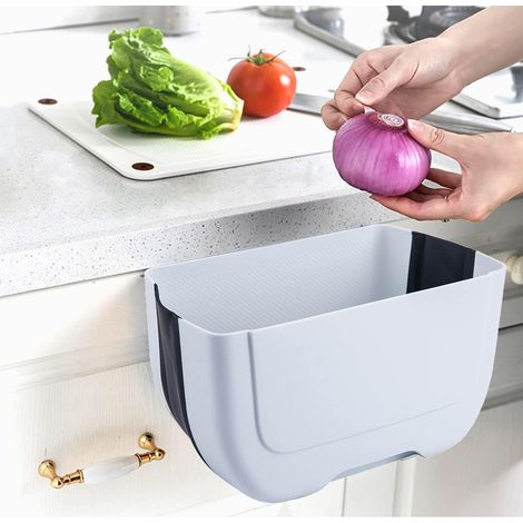 Poubelle noire à suspendre de 3 L, matériau en silicone, non toxique, durable, pliable, économise de l'espace, installation facile, suspendue, convient pour la cuisine, le bureau, l'hôtel
