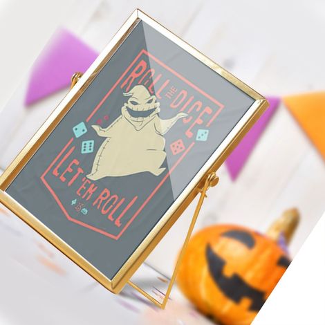 Décoration de table Halloween 14,5x19,5cm, cadre doré en métal, panneau acrylique décoratif, ornement de table doré, style Halloween, bordure métallique, pièce décorative 16 pièces (1/4)