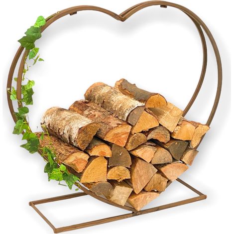 Kaminholzregal Innen Metall Herz Kaminholzständer 2013221 XL 78 cm Holzkorb Kaminholzhalter Holzregal Feuerholzhalter Deko