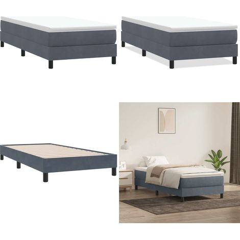 vidaXL Boxspringbett ohne Matratze Dunkelgrau 80x210 cm Samt (1/5)
