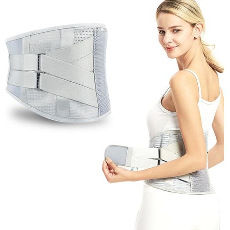 Ceinture de soutien lombaire pour hernie discale, ceinture de soutien lombaire, ceinture de soutien dorsal, ceinture de soutien lombaire orthopédique, corset lombaire avec bandes d'aluminium incurvées (1/5)