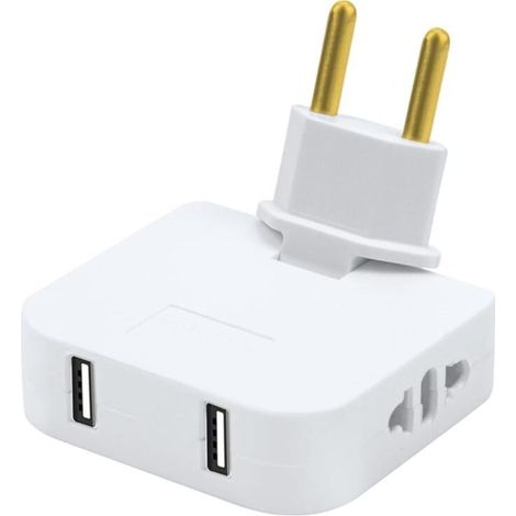 Prise Plate Derriere Meuble, avec 2 Prises de 220 V et 2 USB, Prise Plate avec Connexion Pivotante à 180, Adaptateur Européen et Américain (1/5)