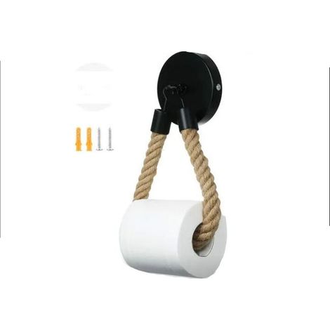 Toilettenpapierhalter ohne Bohren, Vintage Toilettenpapierhalter, mattschwarzer Toilettenpapierhalter für Badezimmer und WC