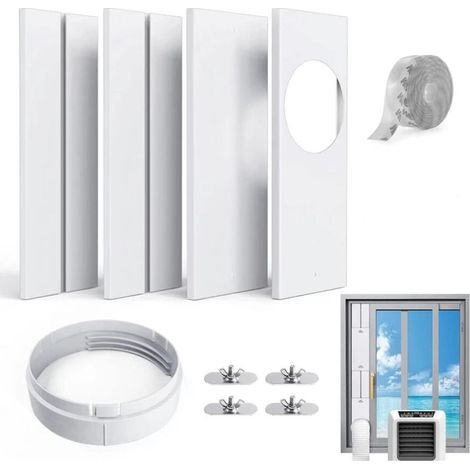 (Pour Tuyau de 15cm) Kit de Fenêtre Universel pour Climatiseur Portable de Tuyau d'échappement avec Coupleur Kit de Ventilation AC Réglable Joint en PVC pour Fenêtre Coulissante (1/5)