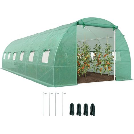 Serra tunnel 8x3x2 m, porta scorrevole, cupola e 12 finestre, copertura PE, struttura acciaio, verde