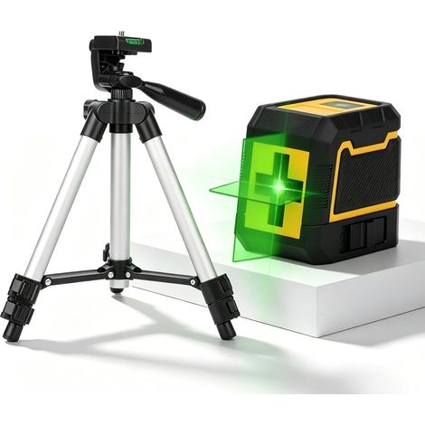 Laser à lignes croisées avec trépied, niveau laser vert à lignes croisées autonivelant à 360°, laservertical et horizontal, portée de 30 m, laserde construction, laserà lignes croisées (1/5)