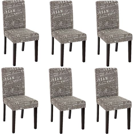 Décoshop26 – Lot de 6 chaises de salle à manger en tissu gris – Assise rembourrée – Dossier haut – Pieds en bois massif laqué – Hauteur d'assise 45cm – CDS04220 (1/4)