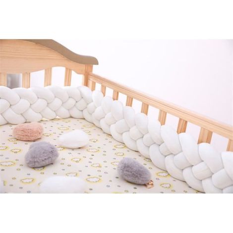 Tour de Lit Bébé Coussin Serpent Tressé Pare-chocs Velours Berceau Pare-chocs-Blanc-AS-20(200cm) (1/4)