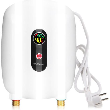 Chauffe-Eau sans Réservoir, Chauffe-eau instantané electrique 220V 3500W Réchauffeur d'eau instantané avec affichage à cristaux liquides pour fournir de l'eau chaude pour les lavabos