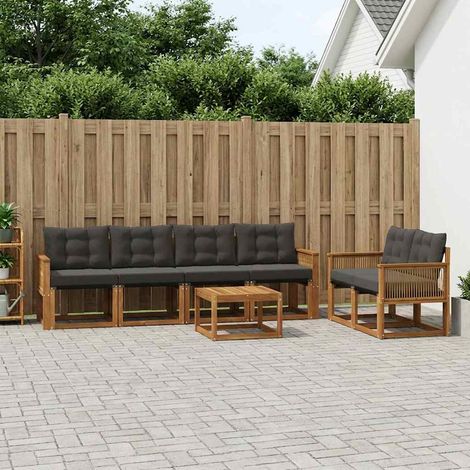 vidaXL Outdoor-Sofagarnitur mit Kissen 7 pcs Natürlich und Schwarz (1/5)