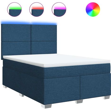 Maison Exclusive - Sommier à lattes de lit avec matelas Bleu 140x190 cm Tissu (1/5)