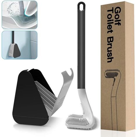 Brosse WC Silicone Golf Suspendu, Brosse de Toilette en Silicone avec Support à Séchage Rapide pour Salle de Bain Balayette WC (1/4)