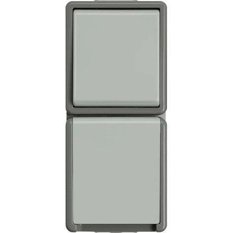 Siemens DELTA fläche IP44 Combinación de superficie conmutador inversor y enchufe SCHUKO, vertical, 5TA4816