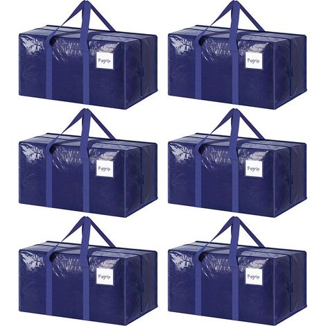 Sacs de déménagement grande capacité, cartons de rangement matelassés pour bagages, non tissés, bleu marine 74 x 33 x 36 cm - Lot de 6 (1/5)