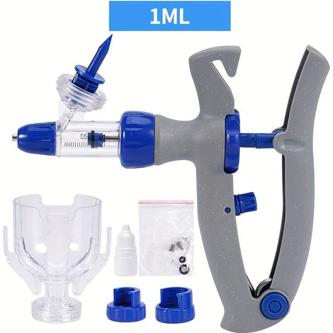 1 Injecteur vétérinaire réglable, seringue animale continue portable, Dose de 0,03 oz pour porcs, volailles, poulets et animaux domestiques, sans aiguilles incluses (1/4)