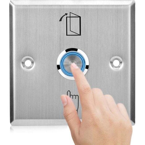 Bouton poussoir de porte en acier inoxydable, Bouton de déverrouillage du système de contrôle d'accès Interrupteur d'ouverture de porte avec voyant lumineux
