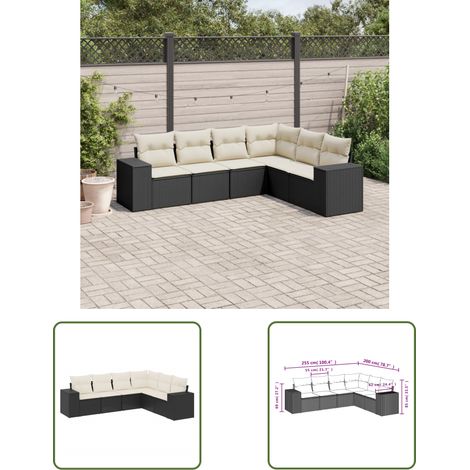 The Living Store 6-tlg. Garten-Sofagarnitur mit Kissen Schwarz Poly Rattan - Gartensofas - Outdoor Möbel - Gartenmöbel Set - Rattan Gartenmöbel - Lounge Set (1/3)