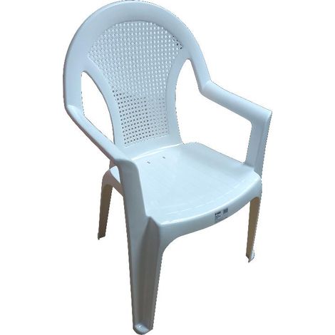 FPLUS silla monobloc brazos respaldo alto rejilla blanca 76194d (1/2)