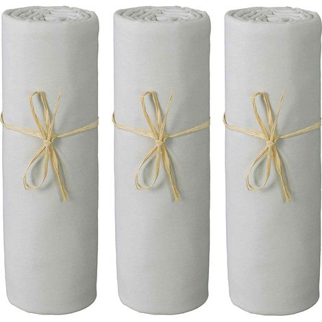 Lot x3 draps housse bébé 60x120 cm - gris perle - 100% jersey Bio (1/2)