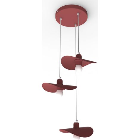 LUMICOM PIUMA Sospensione cascata, 3X E27, max 42W, metallo, rosso, D.25cm (1/2)