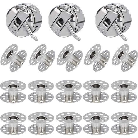 3 Pièces Boîte à Canette pour Machine à Coudre, 15 Pièces Bobine en Métal, Compatible pour Brother Machine à Coudre Domestique Standard (1/5)