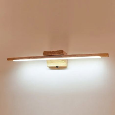 Lampe de Miroir Salle de Bain Bois Avec Interrupteur Moderne LED Applique Murale Intérieure IP44 Étanche Lampe 60Cm,3000k (1/4)