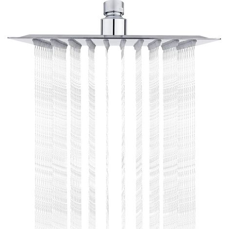 Stainless Steel Shower Head - Water Saving, 20cm Square Shower Head, Universal Rainfall with 1/2 inch Thread, 360° Swivel, 30° Tilt, Easy to Install and Clean (1/5)