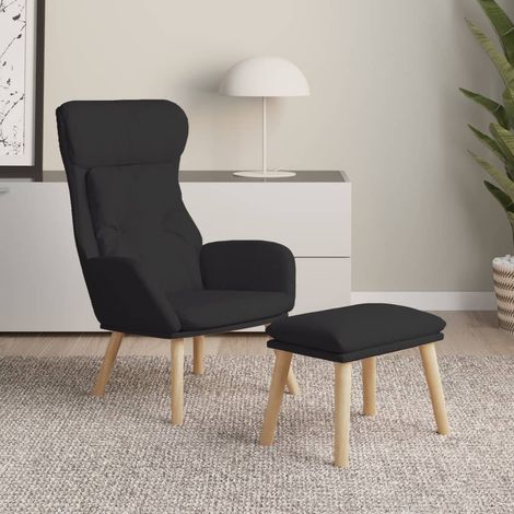 Chaise de relaxation avec repose-pied Chaise scandinave Chaise de salon Noir Tissu 91700 (1/5)