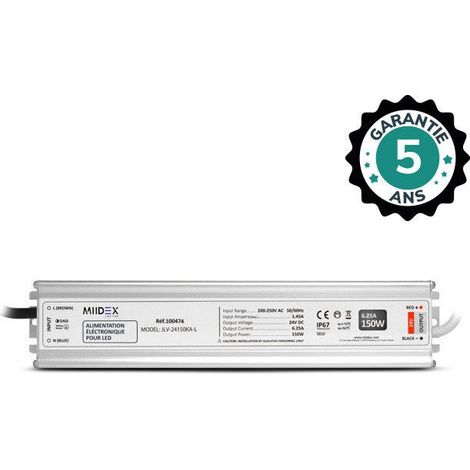 Fuente de alimentación para LED 150W – 24V CC – Clase de protección IP67 – Garantía 5 años. Miidex Lighting® (1/2)
