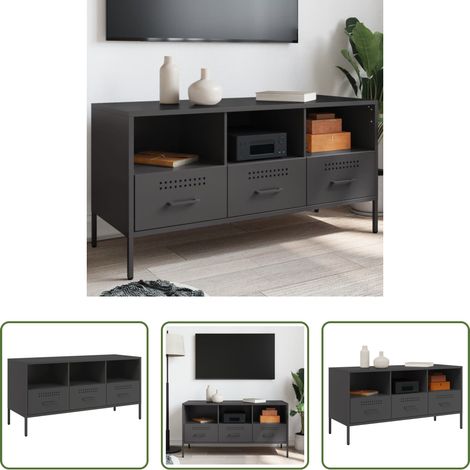 vidaXL Stahl-Schrank - TV-Schrank Schwarz 100,5x39x50,5 cm Stahl (1/5)