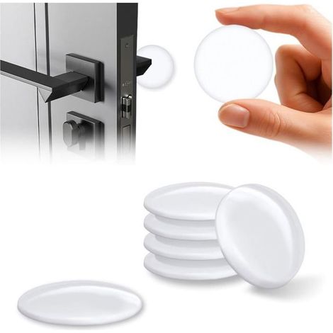 Lot de 12 Butées Porte Silicone 40x8mm - Autocollantes et Robuste - Protection Poignées et Murs - Pour Placard/Cuisine/SdB - Blanc (1/5)