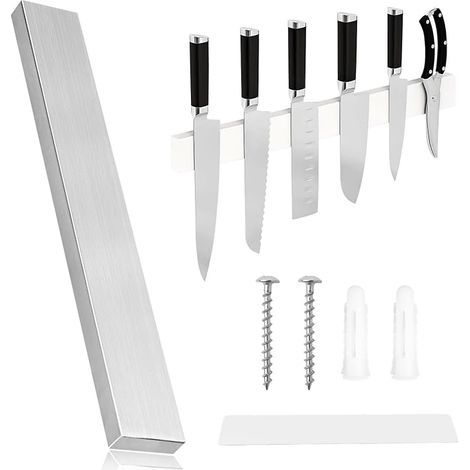 Magnetic Knife Holder, 30 cm, Wall Knife Magnet, Magnetic Knife Arre, Stainless Steel without Drilling Magnetic Knife Holder, for Kitchen Knives and Hardware Tools