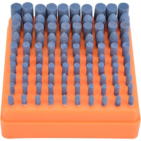 100 Stück Polierstein-Schleifkopf, Polierzubehör, Frässcheibe für Schleifmaschinen mit 3 mm Schaftdurchmesser (Blau)