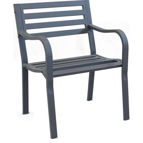 Sedia poltrona da giardino con struttura in acciaio seduta e schienale effetto doghe Living -  Black