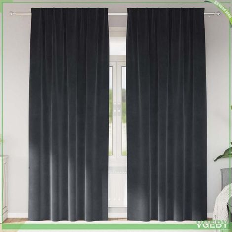 4107230 Rideaux occultants 2 pcs Gris foncé 140 x 225 cm Velours (1/5)