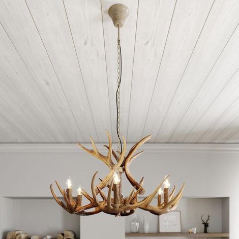 [GEBRAUCHT] B-Ware Lindby Fibi Hängeleuchte Pendelleuchte Deckenlampe Lampe Leuchte Geweih Braun (1/2)