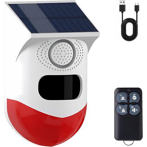 Detector de movimiento solar y WiFi para exteriores, detector de presencia infrarrojo inalámbrico, sonido de 120 dB e impermeabilidad IP65, para garaje, jardín y oficina.