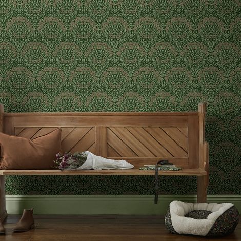 Papier peint William Morris Michaelmas Daisy Forest 1005 x 52cm Vert, rose (1/5)