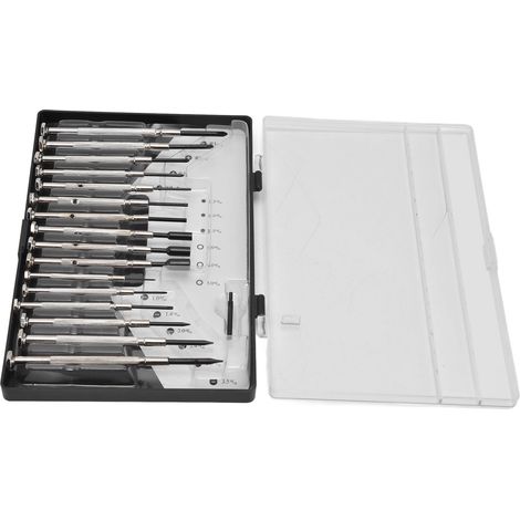Lot de 16 tournevis fente croix hexa douille 1SD-016D acier carbone vanadium ABS boitier rangement reparation appareils electroniques (1/5)