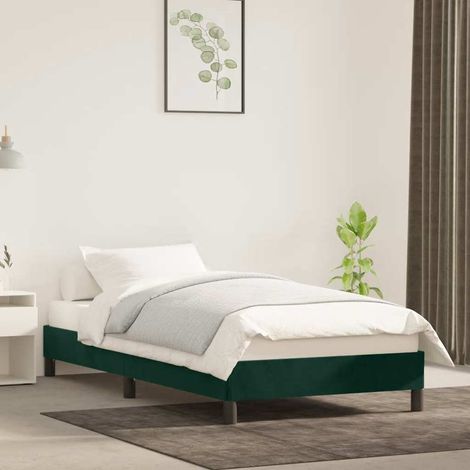 Estructura cama sin colchón terciopelo verde oscuro 100x200 cm