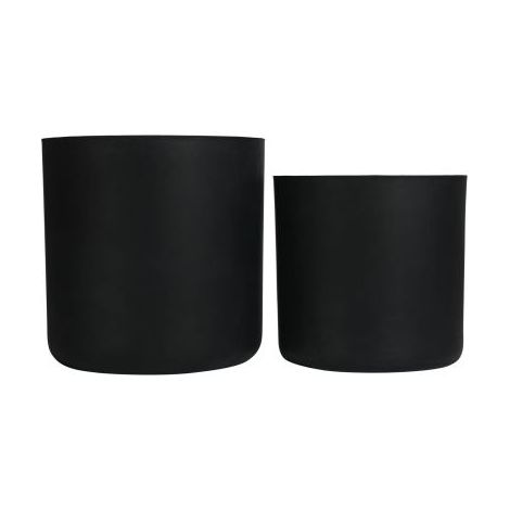 Lot de 2 pots de fleurs ronds en béton grand pot de plante fait main rustique décoratif avec trous de drainage pour maison jardin patio terrasse intérieur extérieur noir 34x32cm et 40x40cm