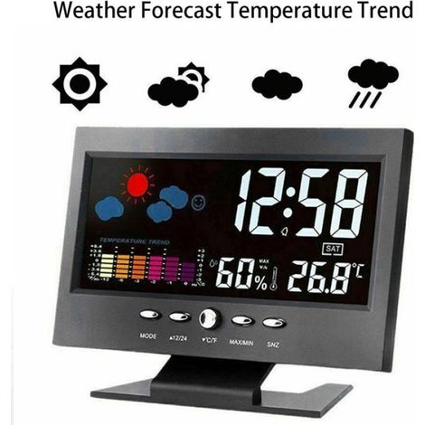Horloge météo à affichage numérique Horloge météo intelligente à affichage numérique, sans fil, jardin pour Noir (1/5)