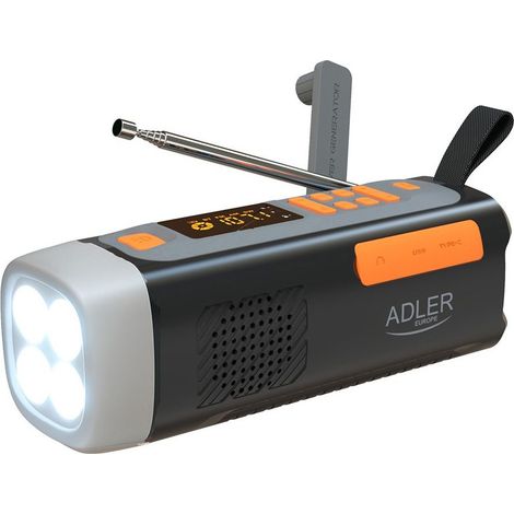 Radio Urgence Solaire Adler Radio Am/fm, Solaire, Manivelle, Lampe Led, Powerbank - Adler (1/5)