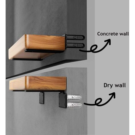 Sturdy hanging shelf bracket, concealed L-shaped bracket in black metal, modern industrial style wall shelf bracket, set of 4 - 40×150 (1/3)