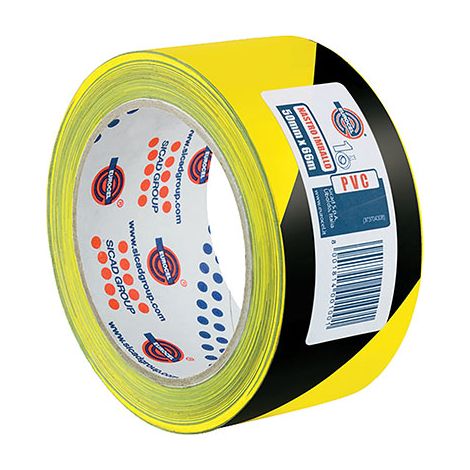 NASTRO SEGNALETICO ADESIVO 350 GN EUROCEL - PVC GIALLO/NERO MM 50 ML 66- 2 pezzi