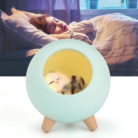 Veilleuse Enfant LED, Lampe de Chevet Tactile Rechargeable, Lampe Chat Cadeau pour Femme Enceinte, Enfant, bébé, Vert-Fei Yu (1/4)