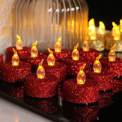 Paquete de 12 velas LED doradas de 1,4 × 1,4 cm,Funcionan con pilas de larga duración,Ideales para bodas y mesas navideñas,Clase energética E (1/5)